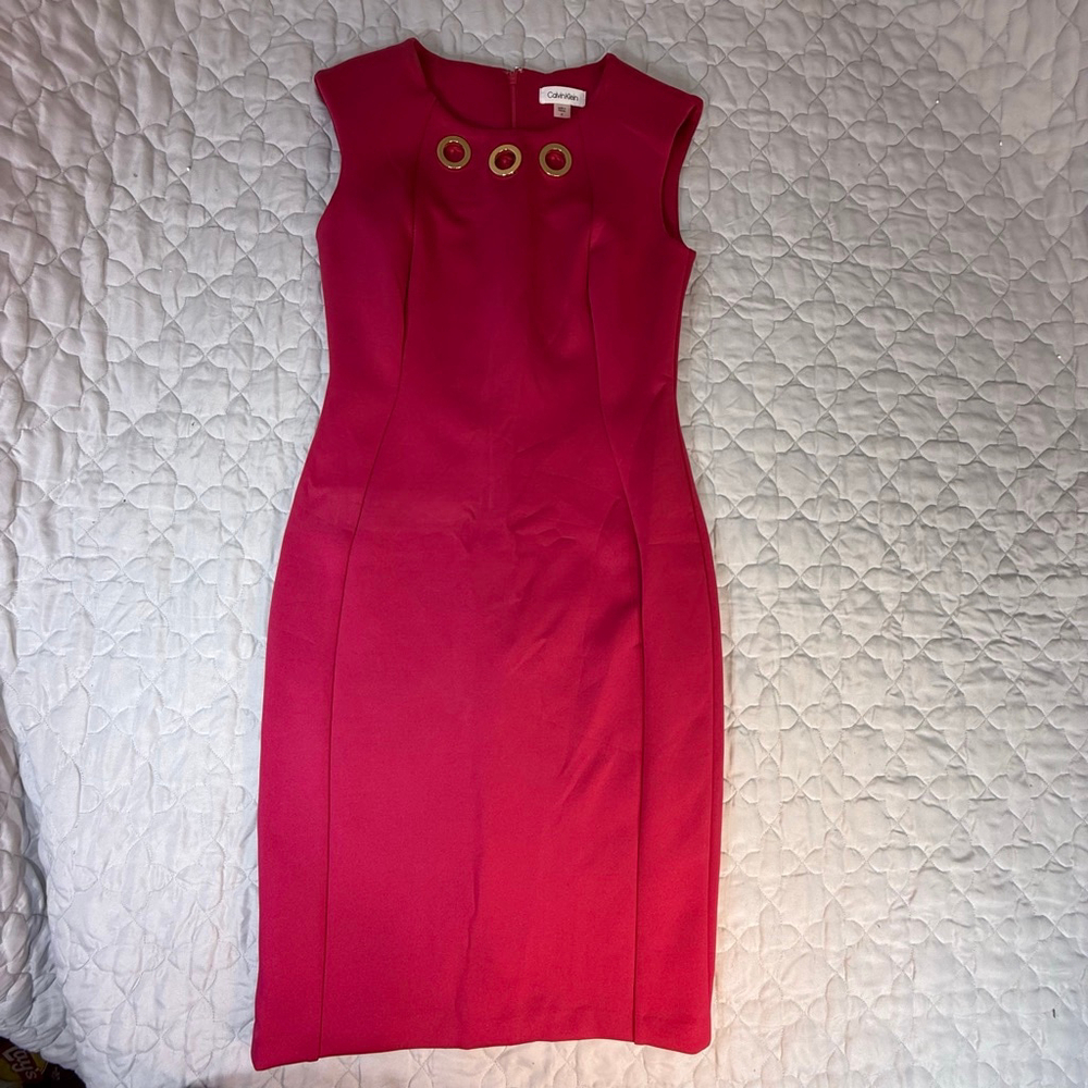 Calvin Klein Pink Sheath Dress Size 4 - Picture 2 of 8